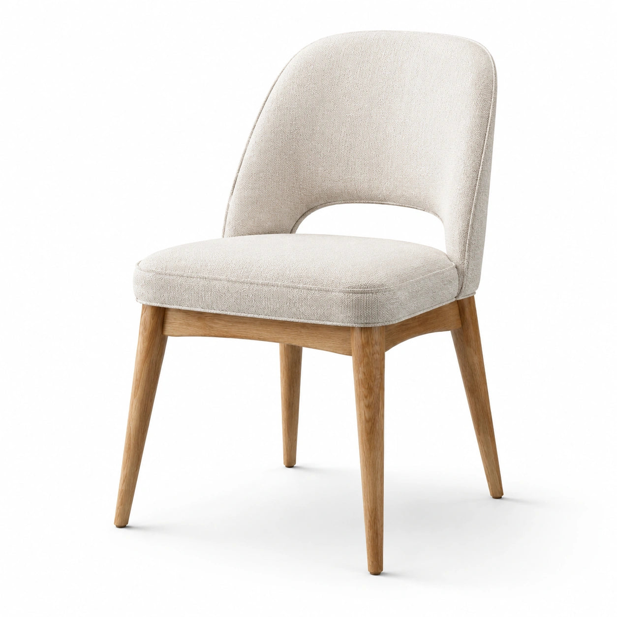 Esszimmerstuhl aus Stoff mit Eichenholzbeinen Beige