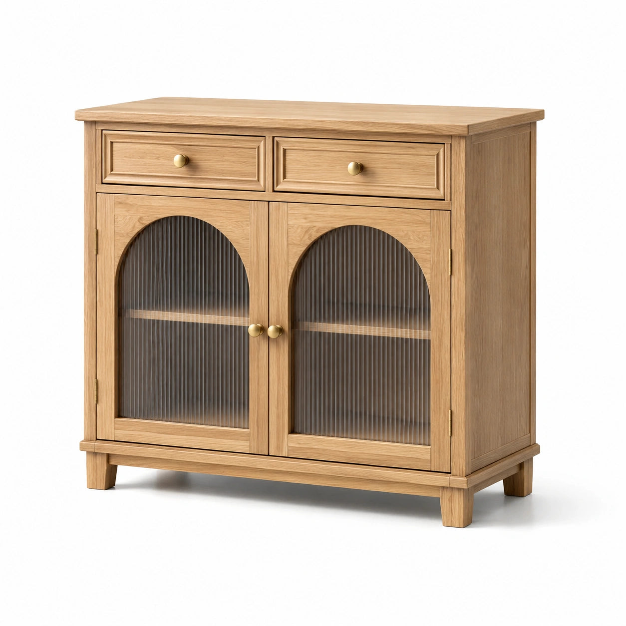 Sideboard Eichenholz mit geriffeltem Glas 90x80x40cm