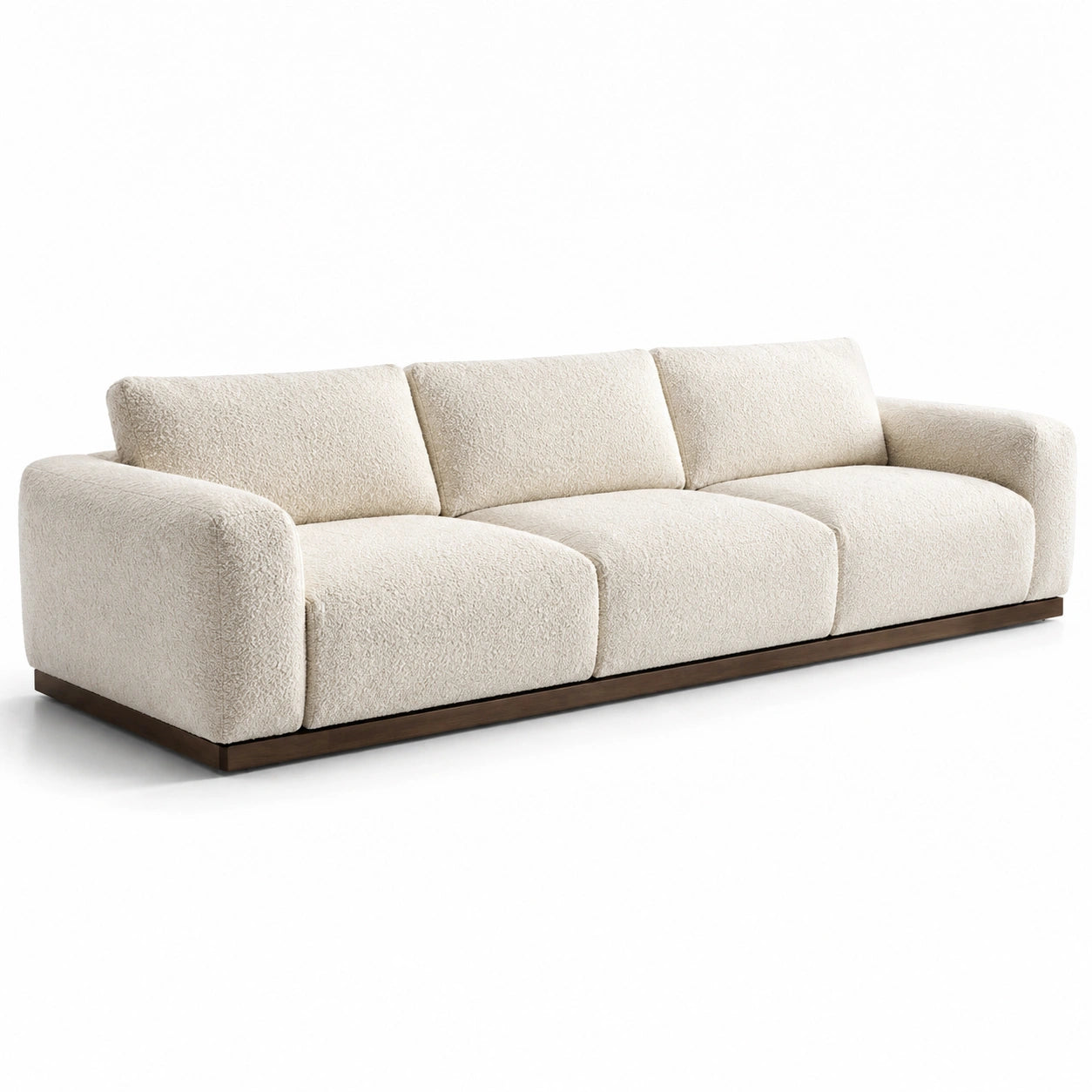 Dreisitzer Sofa Bouclé Stoff Massivholz Beige