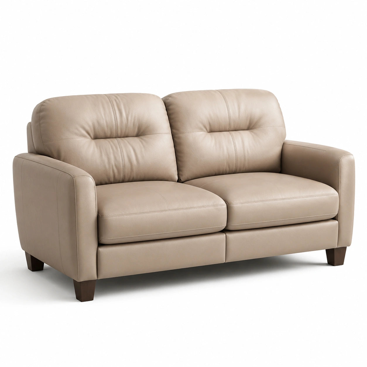 2-Sitzer Sofa aus Leder Beige 150x85x90cm