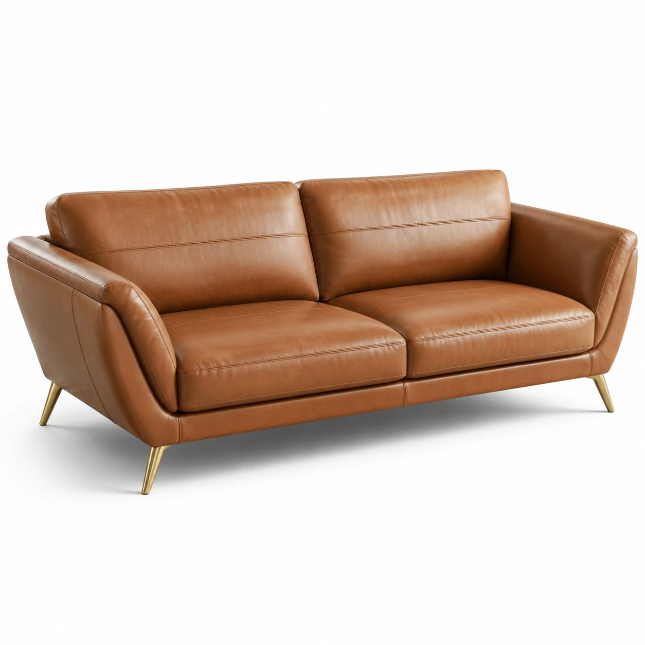 3-Sitzer Ledersofa Braun mit Metallfüßen