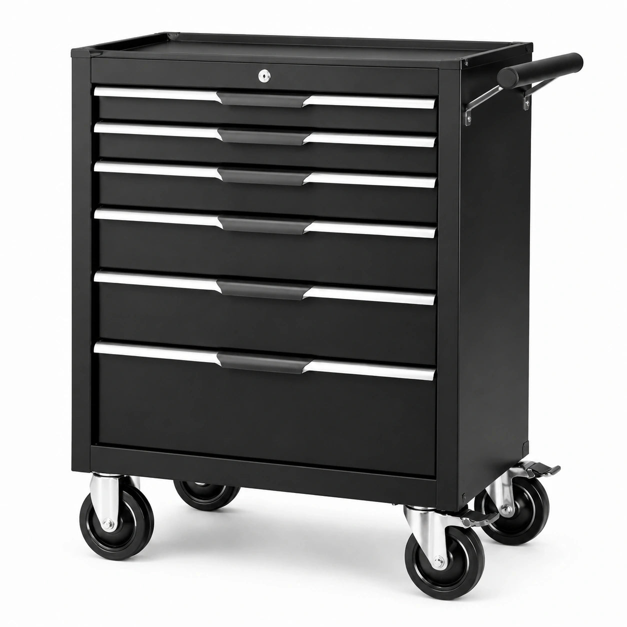 Schwarzer Werkzeugwagen mit 7 Schubladen aus Metall 60x33x77 cm