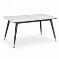 Rechteckiger Tisch mit Marmoroptikplatte aus MDF und Metallbeinen 140x80x75cm Schwarz/Weiß