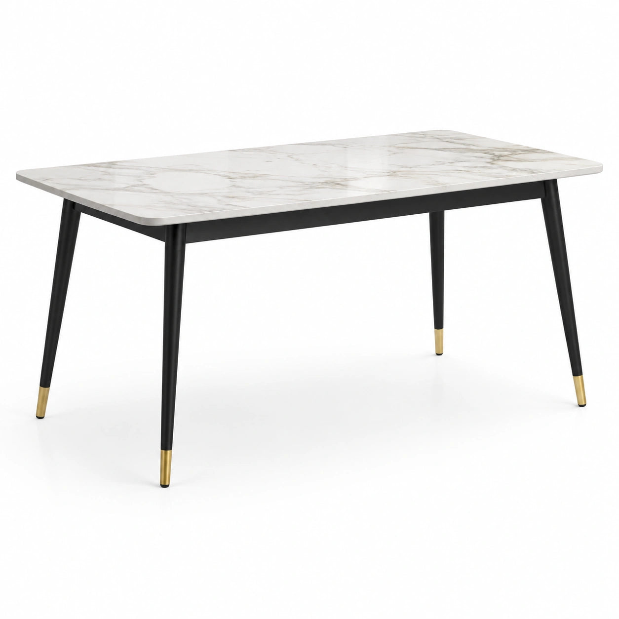 Esstisch mit Marmorplatte und schwarzem Metallgestell, 180x90x75 cm