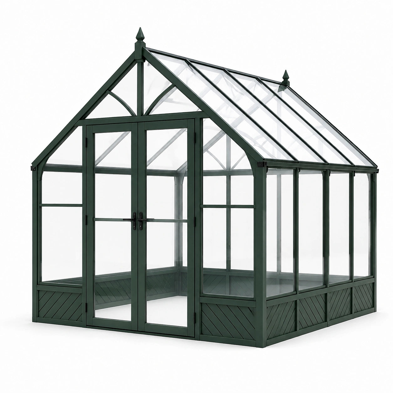 Aluminium Gewächshaus mit gehärtetem Glas 4mm Grün