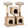 Katzenkratzbaum aus MDF-Holz mit Sisal und Polyester, beige, 60cm x 40cm x 120cm