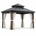 Pavillon aus Stahl und Aluminium mit Polyester Vorhängen Schwarz/Beige 3x3m