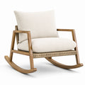 Holz-Schaukelstuhl mit Leinenbezug Beige